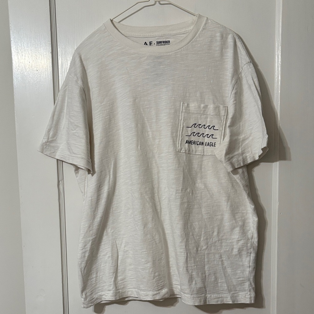 American Eagle Outfitters Cream Pocket Tee